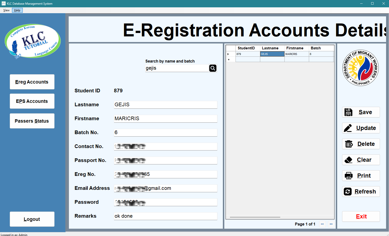 KLC Student Information and Database Management System